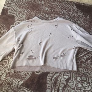 Long sleeve sweater crop top ripped